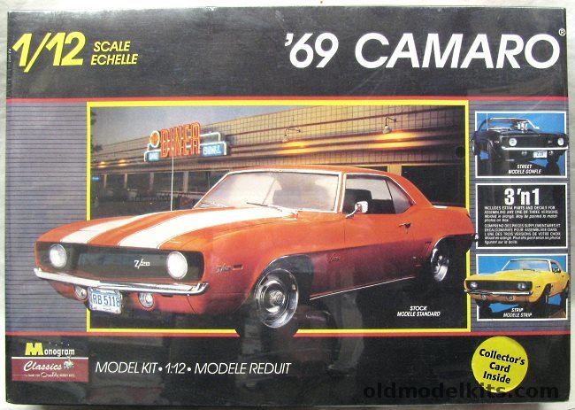 Monogram 1/12 1969 Chevrolet Camaro Z28 -  3'n1 Kit - Stock / Street / Drag Versions, 85-2802 plastic model kit